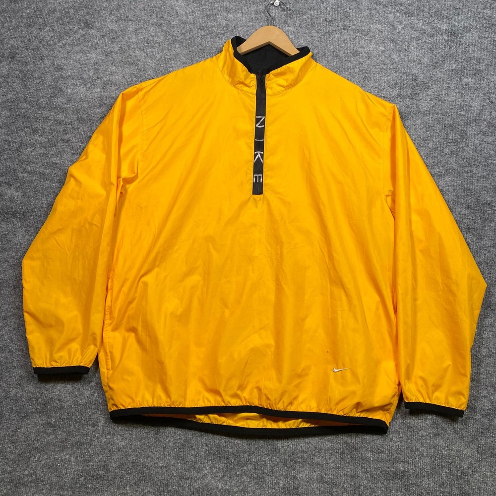 Nike Mens Vintage Quarter Zip Windbreaker Jacket Yellow‎ Black Size Large